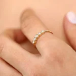 14K Gold Bezel Set Diamond Wedding Band - Image 6