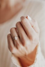 14k Solid Gold Pear 5-Prong-Set Solitaire Moissanite Engagement Ring - Image 8