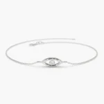 18k Solid Gold Moissanite Diamond Evil Eye Bracelet - Image 7
