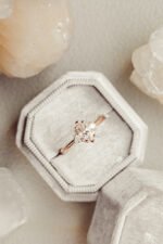 14k Solid Gold Marquise Cut Moissanite Diamond Engagement Ring - Image 4