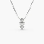 14K Gold Baguette and Round Cut Natural Diamond Necklace - Image 5