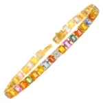 18k Solid Gold Rainbow Sapphire Bracelet