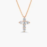 14K Gold Medium Natural Diamond Cross Necklace - Image 3