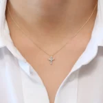 14K Gold Medium Natural Diamond Cross Necklace - Image 7