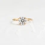 14k Solid Gold Round Cut Lab-Grown Diamond Engagement Ring
