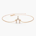18k Solid Gold Moissanite Diamond Wishbone Charm Bracelet - Image 7