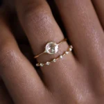14k Solid Gold Rose Cut Moissanite Diamond Ring - Image 3