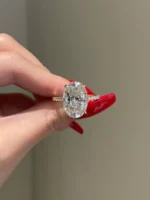 14K Solid Gold10 Carat Oval Moissanite Diamond Ring