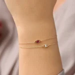 18k Solid Gold Moissanite Diamond Evil Eye Bracelet - Image 5