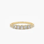 18k Gold 5 Stone Natural Diamond Anniversary Ring