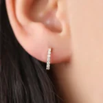 14K Gold Diamond Hoop Earrings - Image 2