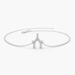 18k Solid Gold Moissanite Diamond Wishbone Charm Bracelet - Image 6