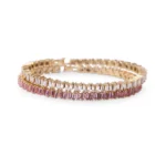 18k Gold Diamond Baguette Picket Bangle - Image 2