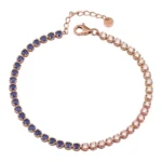 18k Solid Gold Half Blue Sapphire And Diamond Tennis Bracelet