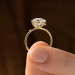 14k Solid Gold Round Cut Moissanite Diamond Engagement Ring - Image 8