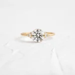 14k Solid Gold Round Cut Moissanite Diamond Engagement Ring - Image 5