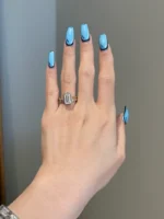 3 Carat Brilliant Emerald Cut Moissanite Solitaire Engagement Ring - Image 3