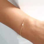 14K Gold Dainty Baguette Moissanite Diamond Bracelet - Image 6