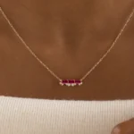 14k Solid Gold Ruby Fringe Necklace - Image 3
