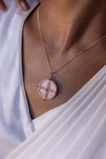 18k Solid Gold Opal Pendant Necklace - Image 2