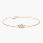 14K Gold Baguette and Round Moissanite Diamond Mix Bracelet - Image 5