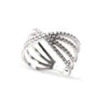 14K Gold Round Brilliant Natural Diamond Triple Criss Cross Band - Image 2