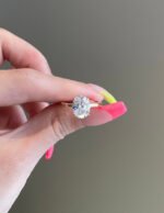 3 Carat Oval Moissanite Engagement Ring 14 Karat Gold - Image 4