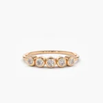14K Gold Bezel Set Diamond Wedding Band - Image 5