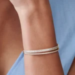 18k Half Eternity Baguette and Round Diamond Bangle - Image 4