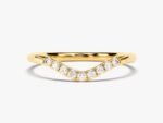 14K Solid Gold Curved Wedding Ring / Nine-Stone Diamond Wedding Band for Women - Image 4