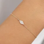 14k Gold Lab-Grown Diamond Evil Eye Bracelet - Image 7