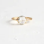 14k Solid Gold Rose Cut Moissanite Diamond Ring