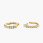 14K Gold Diamond Hoop Earrings - Image 3