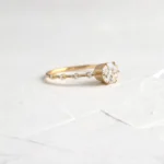 14k Solid Gold Diamond Distance Ring, Round Cut Lab-Grown Diamond Ring - Image 8