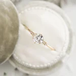 14k Solid Gold Round Cut Moissanite Diamond Engagement Ring - Image 7