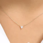 14K Gold Triangle Cut Natural Diamond Solitaire Necklace - Image 7