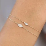 14k Gold Lab-Grown Diamond Evil Eye Bracelet - Image 8