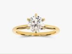 14k Solid Gold Six-Prong Round Solitaire Lab Grown Diamond Ring for Women - Image 2