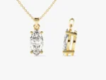14K Solid Gold Natural Diamond Pendant Marquise Cut Solitaire Necklace 0.5 CT Diamond - Image 3
