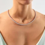 14k Gold Moissanite Diamond Tennis Necklace Round Moissanite Diamond Layering Necklace For Women - Image 2