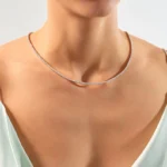 14k Gold Moissanite Diamond Tennis Necklace Round Moissanite Diamond Layering Necklace For Women