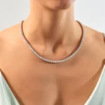 14k Gold Moissanite Diamond Tennis Necklace Round Moissanite Diamond Layering Necklace For Women - Image 4