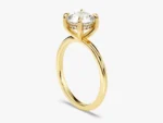 14K Solid Gold Hidden Halo Engagement Ring 1CT Round Cut Natural Diamond Ring - Image 4
