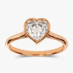14K Solid Gold Bezel Set Heart Solitaire Natural Diamond Engagement Ring - Image 7