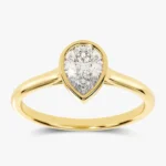 14K Solid Gold 1.5CT Moissanite Diamond Bezel Set Pear Solitaire Ring - Image 6