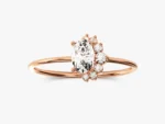 14K Gold Floral Diamond Ring Nature Inspired Bridal Ring for Women - Image 3