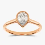 14K Solid Gold 1.5CT Moissanite Diamond Bezel Set Pear Solitaire Ring - Image 7