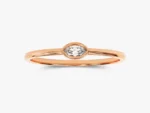 14K Solid Gold Bezel Set Marquise Natural Diamond Wedding Ring Thin Gold  Stackable Ring - Image 3