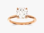 14K Solid Gold Hidden Halo Engagement Ring 1CT Round Cut Natural Diamond Ring - Image 5