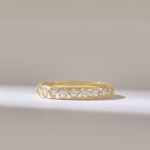 18k Gold Moissanite Diamond Eternity Wedding Band: Unique Triangle Pattern - Image 2
